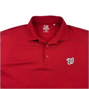 Washington Nationals MLB Polo Shirt Mens M Red Cutrer Buck CB DryTec
